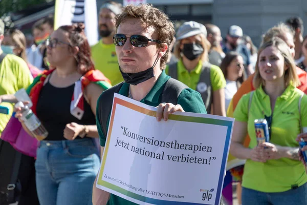 Zurich Switzerland September 2021 Városközpontban Tüntetők Egy Üzenettel Tartják Táblájukat — Stock Fotó