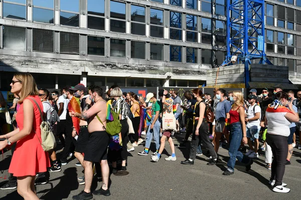 Zuri Switzerland Eylül 2021 Barış Yanlısı Protestocular Şehir Merkezinde Gey — Stok fotoğraf