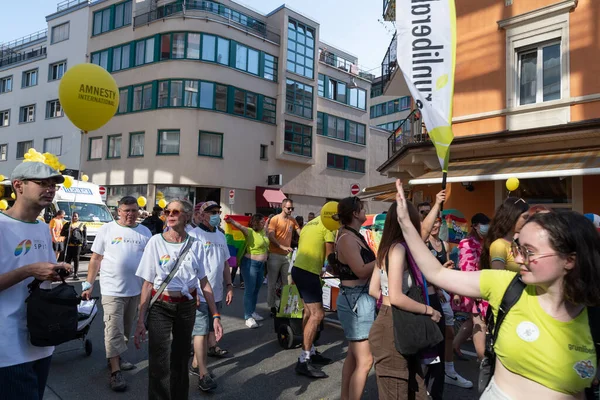 Zurich Switzerland September 2021 Békés Tüntetők Tüntetnek Melegek Leszbikusok Jogaiért — Stock Fotó