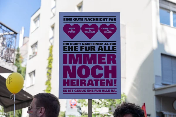 Zurich Szwajcaria Wrzesień Wrzesień 2021 Protestujący Centrum Miasta Wiadomością — Zdjęcie stockowe