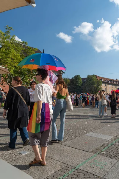 Zurich Suíça Setembro 2021 Manifestantes Pacíficos Que Manifestam Pelos Direitos — Fotografia de Stock