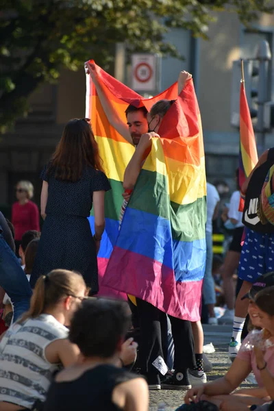 Zurich Switzerland Wrzesień 2021 Pokojowi Protestujący Demonstrujący Rzecz Praw Gejów — Zdjęcie stockowe