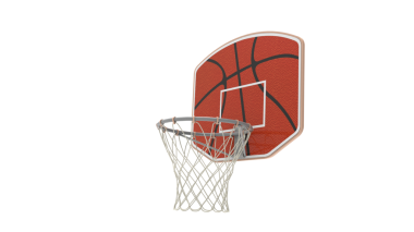 Beyaz arka planda izole edilmiş bir basketbol topunun üç boyutlu çizimi