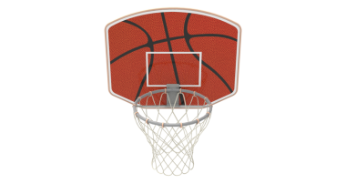 Beyaz arka planda izole edilmiş bir basketbol topunun üç boyutlu çizimi