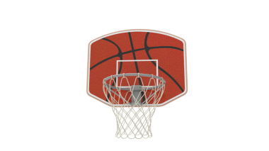 Beyaz arka planda bir basketbol topunun üç boyutlu çizimi