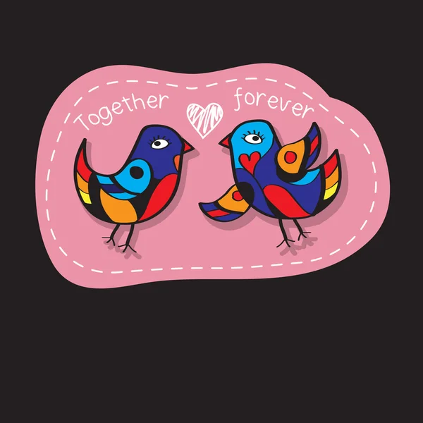 Fåglar par i kärlek. Bra illustration för gratulationskort, bröllopsinbjudan och andra grafiska behov. — Stock vektor