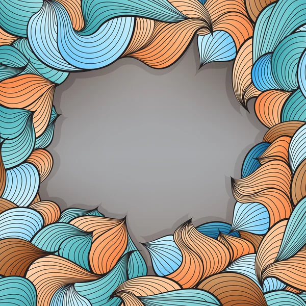 Vektorrahmen mit abstrakten Wellenmustern im Stil von Doodles — Stockvektor