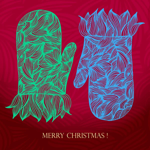 圣诞贺卡和一副手套 — 图库矢量图片