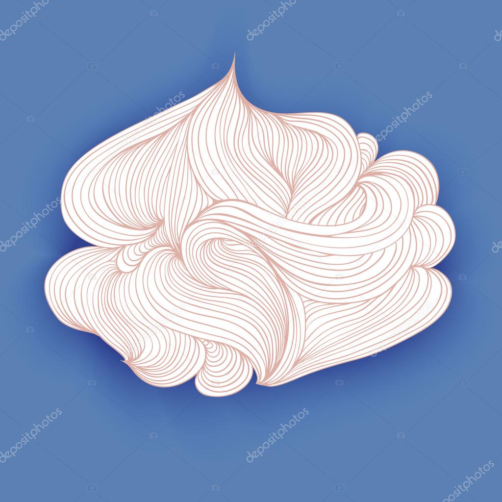 Fancy cloud made lines, vector isolated object