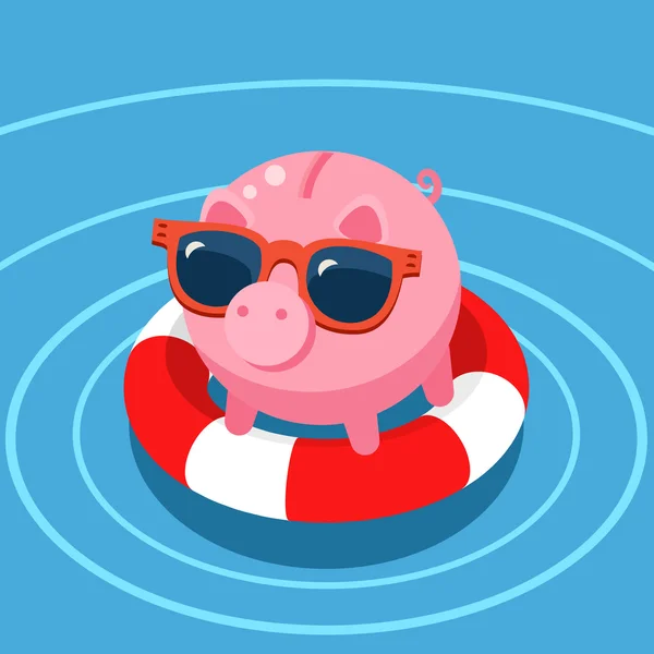 Piggy Bank in lifebuoy — стоковый вектор