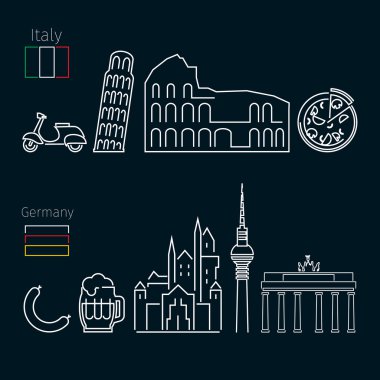 İtalyan ve Alman bayrakları ile seyahat kavramı