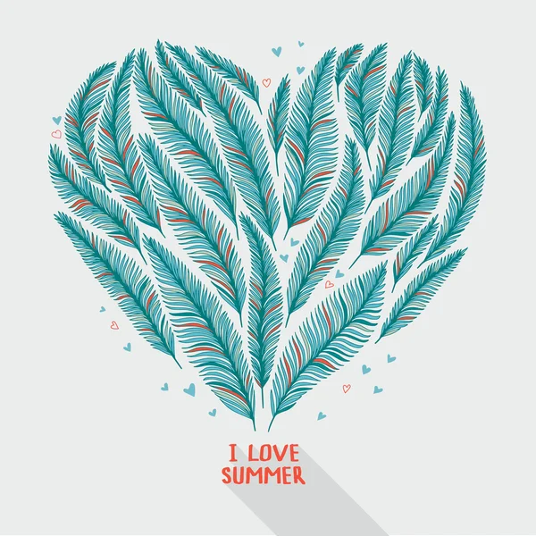 Palm leaves in shape of heart — Stock Vector