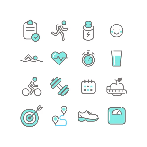 Iconos de fitness y salud — Vector de stock