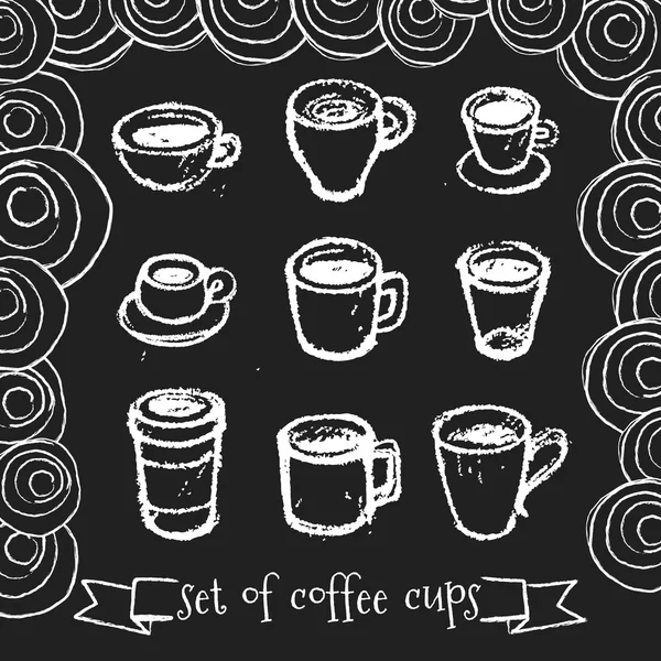 手工绘制的茶和咖啡杯子. — 图库矢量图片