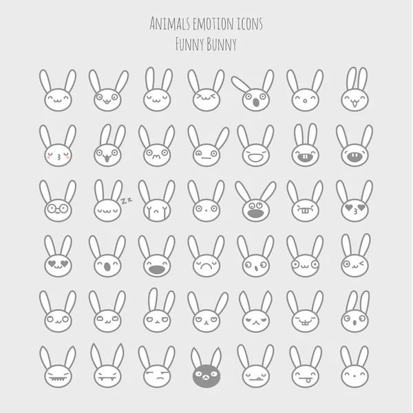 Ícones de emoção de coelho —  Vetores de Stock