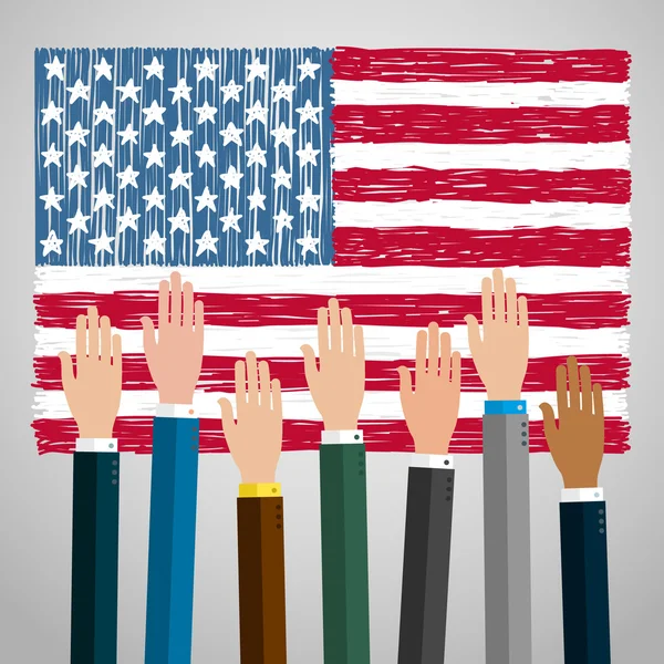 Hands raised up for voting — Stock Vector