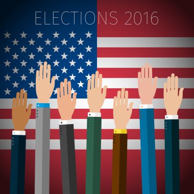 Concept of voting. Hands raised up clipart