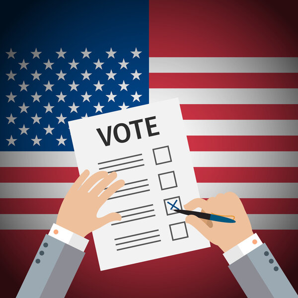 . Мужчина пишет голосование на выборах
