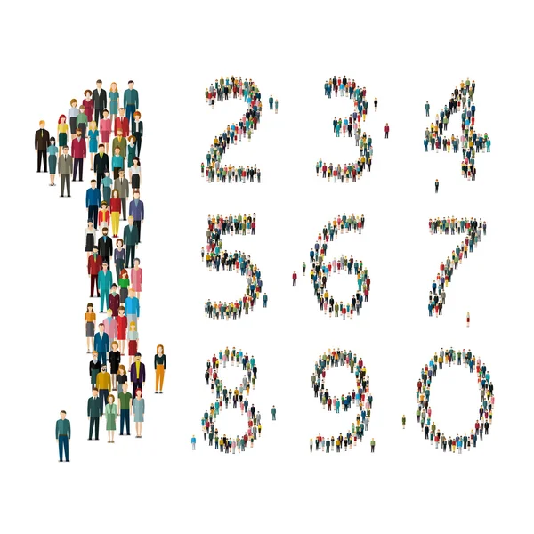 Números formados por personas — Archivo Imágenes Vectoriales