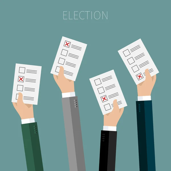 Ruce držící hlasovací papíry — Stockový vektor
