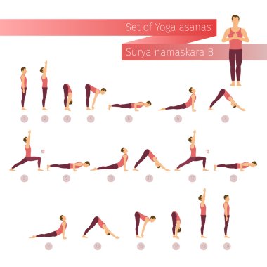 Vector yoga set in flat style. 