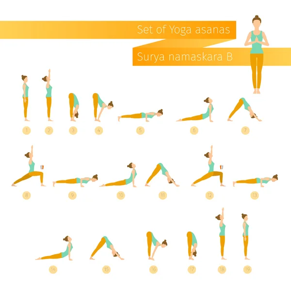 Set de yoga vectorial en estilo plano . — Vector de stock