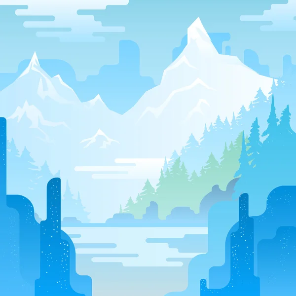 Paysage avec d'énormes montagnes bleues — Image vectorielle