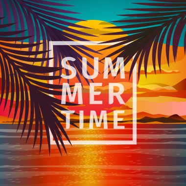 günbatımı manzara palm ile yaprak