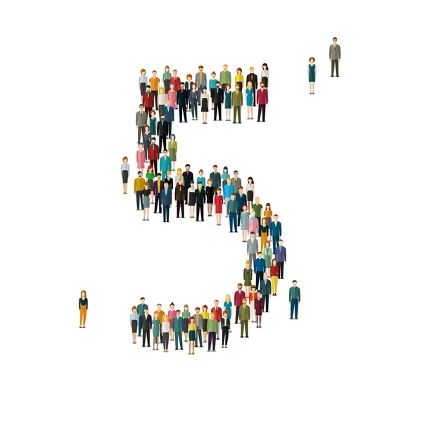 Number 5 made of people.