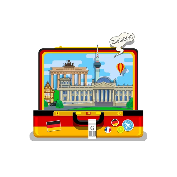 Concepto de viajar o estudiar italiano . — Vector de stock