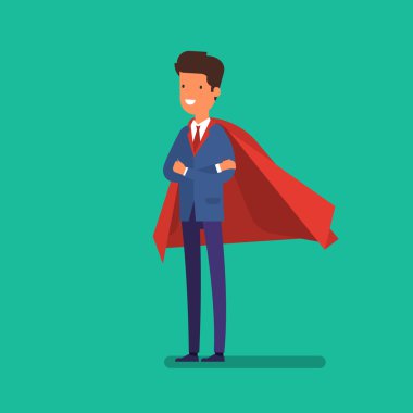 Süper iş adamı. İş kavramı illüstrasyon.