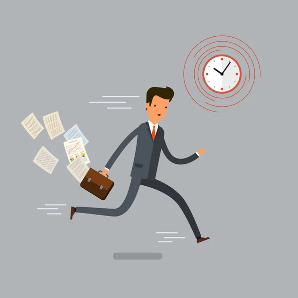 Empresario corriendo y date prisa . — Vector de stock