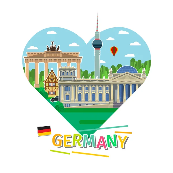 Conceito de viajar ou estudar alemão . — Vetor de Stock