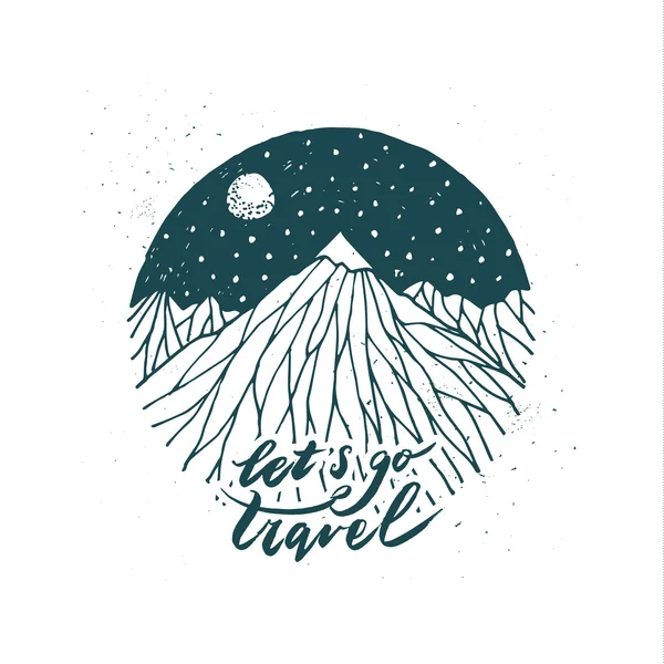 Vamos viajar lettering —  Vetores de Stock