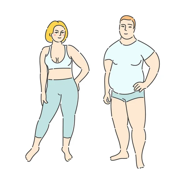 뚱뚱한 남자와 여자 — 스톡 벡터