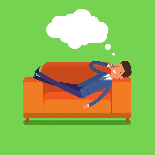 Businessman lying on the couch — Stock Vector