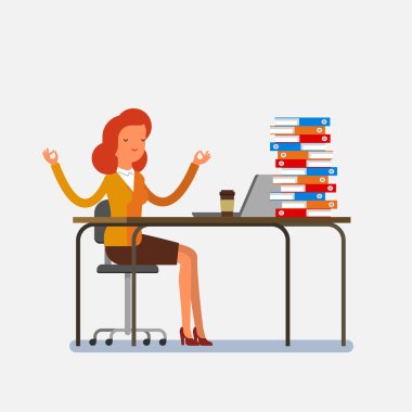 Çizgi film iş kadın meditasyon