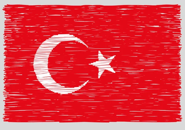 Bandiera turca disegnata a mano — Vettoriale Stock