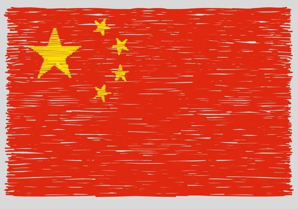 Drapeau chinois dessiné main — Image vectorielle