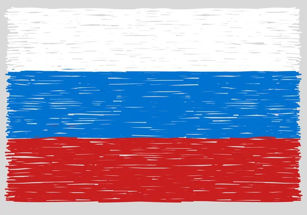 Bandeira russa desenhada à mão — Vetor de Stock