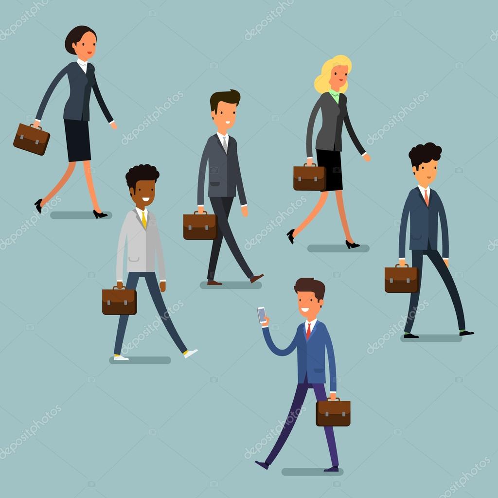 Cartoon business people walking. Stock Vector Image by ©VectorStory  #124167366