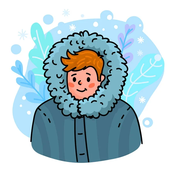 Μείνετε Ζεστοί Αυτό Χειμώνα Έννοια Άντρας Χειμωνιάτικα Ρούχα Εποχιακή Απεικόνιση — Διανυσματικό Αρχείο