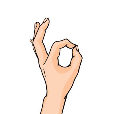 Beyaz arka planda iyi bir jesti olan çizgi filmci. Vektör illüstrasyonu