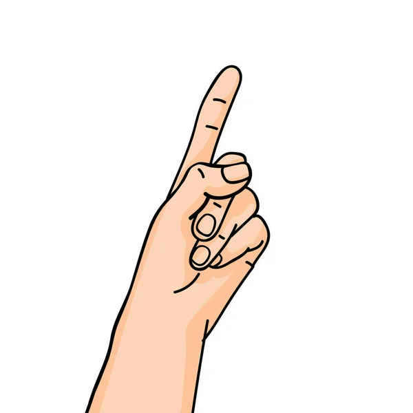 Indice Finger Line Art Gesto Attenzione Negli Affari Sfondo Bianco — Vettoriale Stock