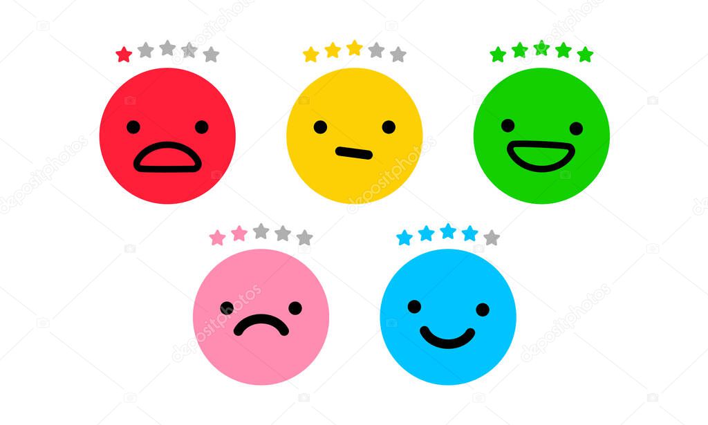Concept of rate. Feedback emoticon icons on white background. Good and bad review. Flat design, vector illustration