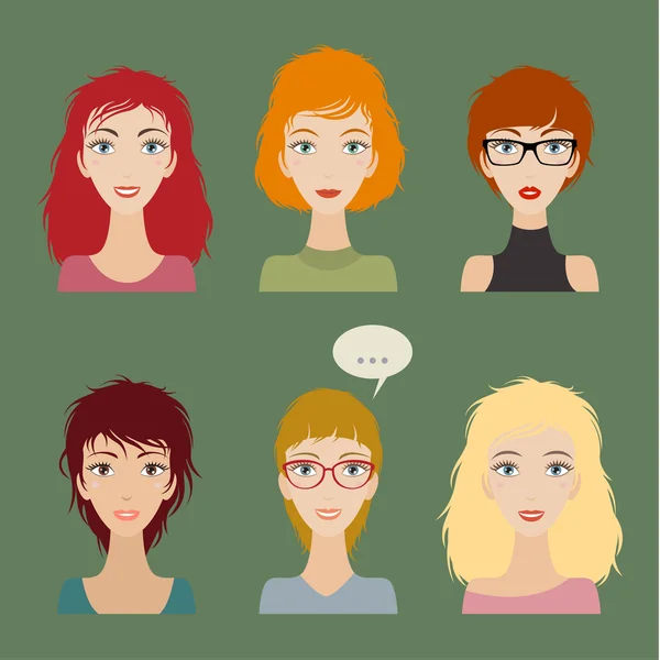 Women avatar set — Stock Vector