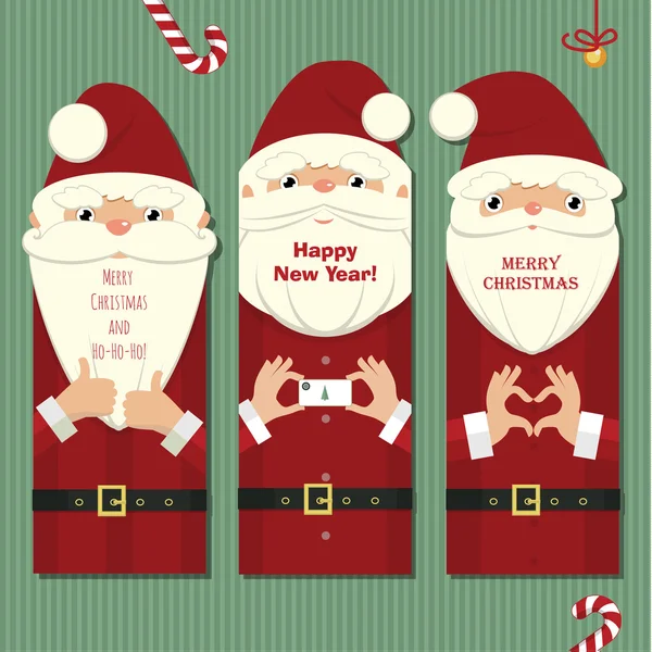 Santa Claus tres cartas — Vector de stock