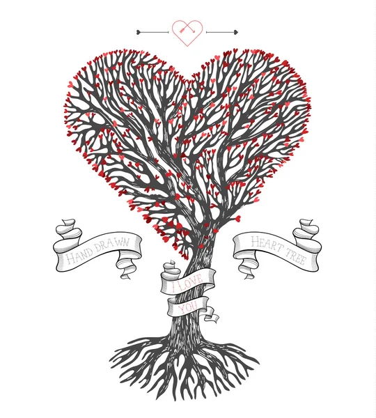 Στέμμα δέντρο όπως καρδιά με φύλλα — Διανυσματικό Αρχείο