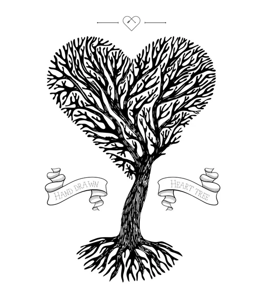 Corona de árbol como corazón — Vector de stock