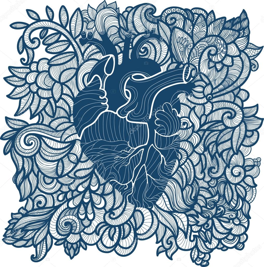 Heart with floral pattern